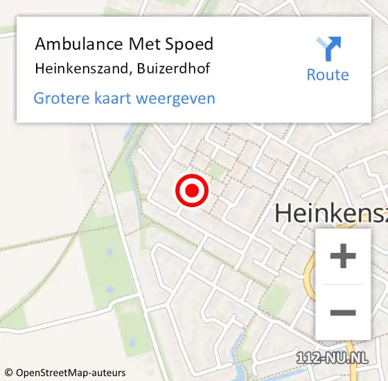 Locatie op kaart van de 112 melding: Ambulance Met Spoed Naar Heinkenszand, Buizerdhof op 20 juni 2014 07:27