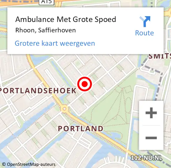 Locatie op kaart van de 112 melding: Ambulance Met Grote Spoed Naar Rhoon, Saffierhoven op 18 augustus 2021 19:17