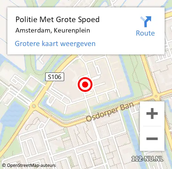 Locatie op kaart van de 112 melding: Politie Met Grote Spoed Naar Amsterdam, Keurenplein op 18 augustus 2021 21:39