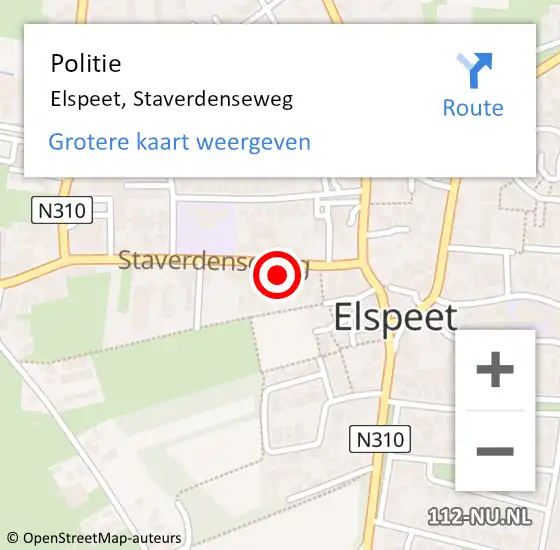 Locatie op kaart van de 112 melding: Politie Elspeet, Staverdenseweg op 19 augustus 2021 00:58