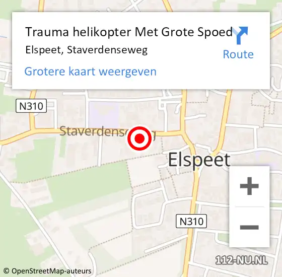 Locatie op kaart van de 112 melding: Trauma helikopter Met Grote Spoed Naar Elspeet, Staverdenseweg op 19 augustus 2021 01:03