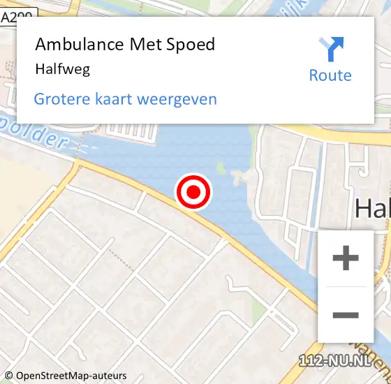 Locatie op kaart van de 112 melding: Ambulance Met Spoed Naar Halfweg op 19 augustus 2021 08:31