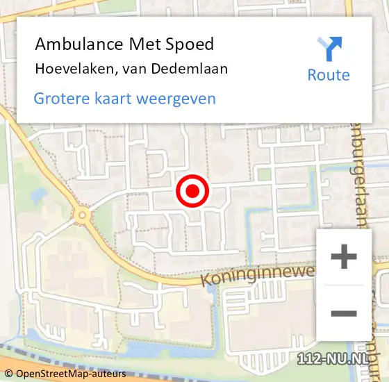Locatie op kaart van de 112 melding: Ambulance Met Spoed Naar Hoevelaken, van Dedemlaan op 19 augustus 2021 09:07
