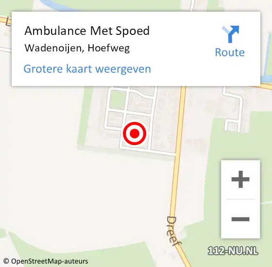 Locatie op kaart van de 112 melding: Ambulance Met Spoed Naar Wadenoijen, Hoefweg op 19 augustus 2021 14:49