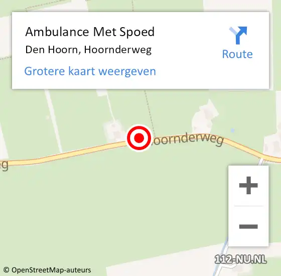 Locatie op kaart van de 112 melding: Ambulance Met Spoed Naar Den Hoorn, Hoornderweg op 19 augustus 2021 17:04