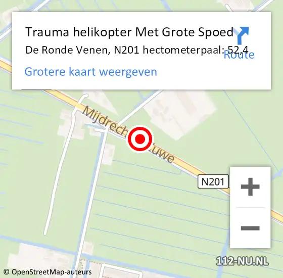 Locatie op kaart van de 112 melding: Trauma helikopter Met Grote Spoed Naar De Ronde Venen, N201 hectometerpaal: 52,4 op 19 augustus 2021 17:35