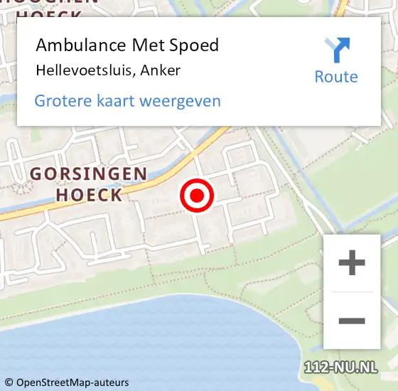 Locatie op kaart van de 112 melding: Ambulance Met Spoed Naar Hellevoetsluis, Anker op 19 augustus 2021 19:08