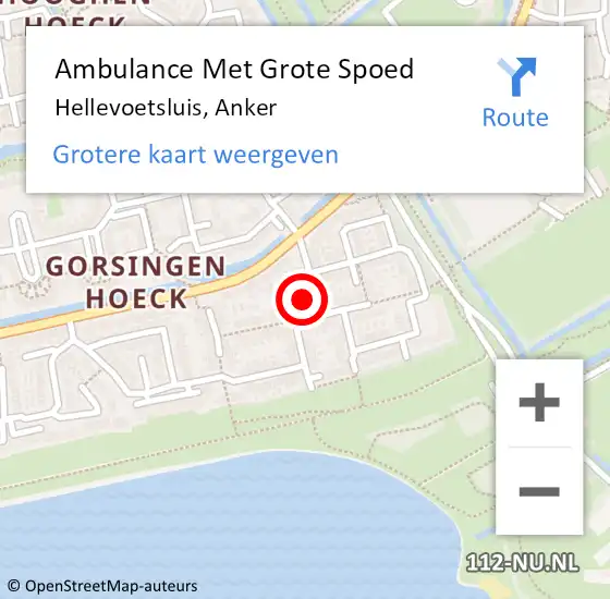 Locatie op kaart van de 112 melding: Ambulance Met Grote Spoed Naar Hellevoetsluis, Anker op 19 augustus 2021 19:25