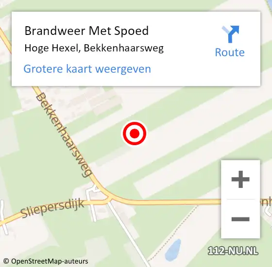 Locatie op kaart van de 112 melding: Brandweer Met Spoed Naar Hoge Hexel, Bekkenhaarsweg op 19 augustus 2021 20:51