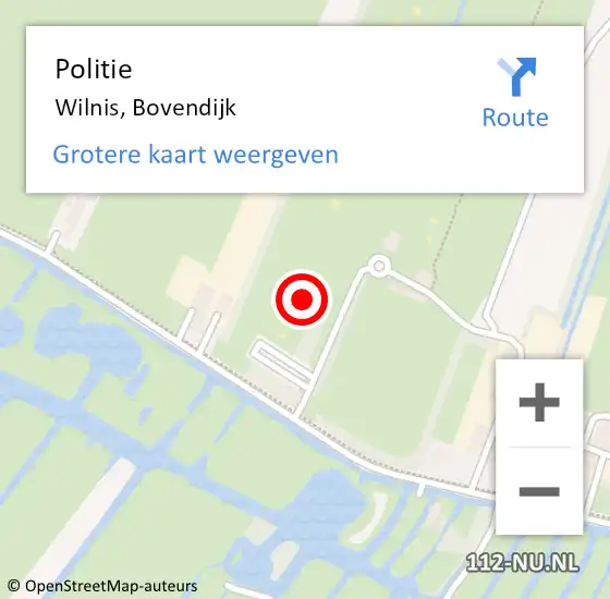 Locatie op kaart van de 112 melding: Politie Wilnis, Bovendijk op 20 augustus 2021 01:26