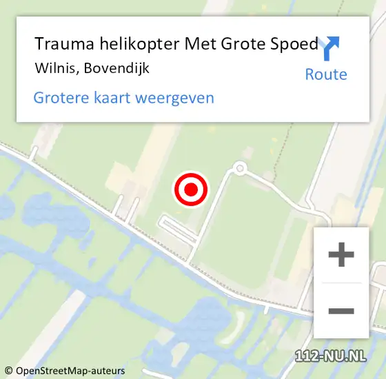 Locatie op kaart van de 112 melding: Trauma helikopter Met Grote Spoed Naar Wilnis, Bovendijk op 20 augustus 2021 01:27