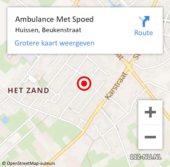 Locatie op kaart van de 112 melding: Ambulance Met Spoed Naar Huissen, Beukenstraat op 20 augustus 2021 01:54