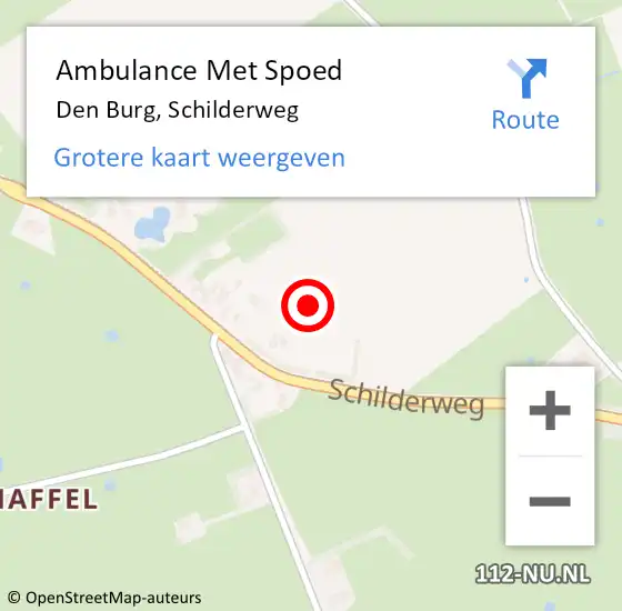Locatie op kaart van de 112 melding: Ambulance Met Spoed Naar Den Burg, Schilderweg op 20 augustus 2021 12:46