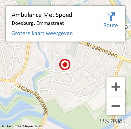 Locatie op kaart van de 112 melding: Ambulance Met Spoed Naar Doesburg, Emmastraat op 20 augustus 2021 13:24