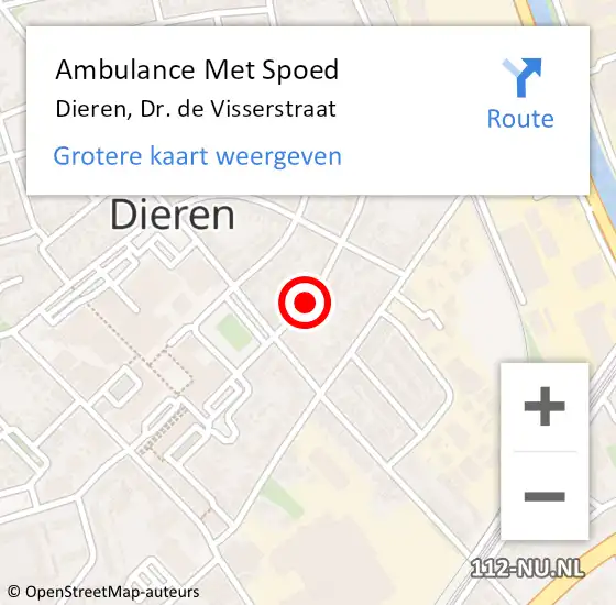 Locatie op kaart van de 112 melding: Ambulance Met Spoed Naar Dieren, Dr. de Visserstraat op 20 augustus 2021 13:39