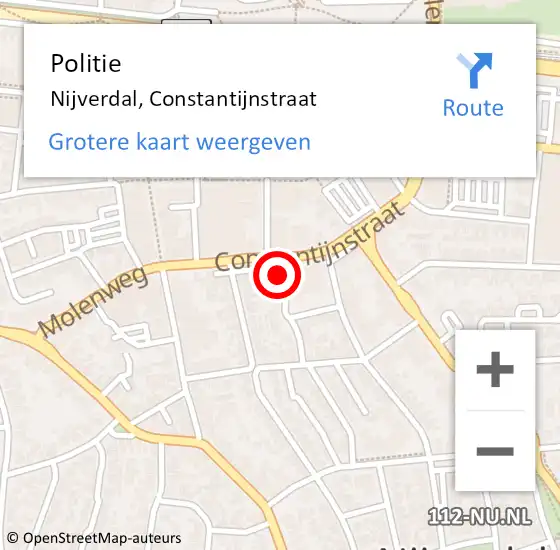 Locatie op kaart van de 112 melding: Politie Nijverdal, Constantijnstraat op 20 augustus 2021 14:21