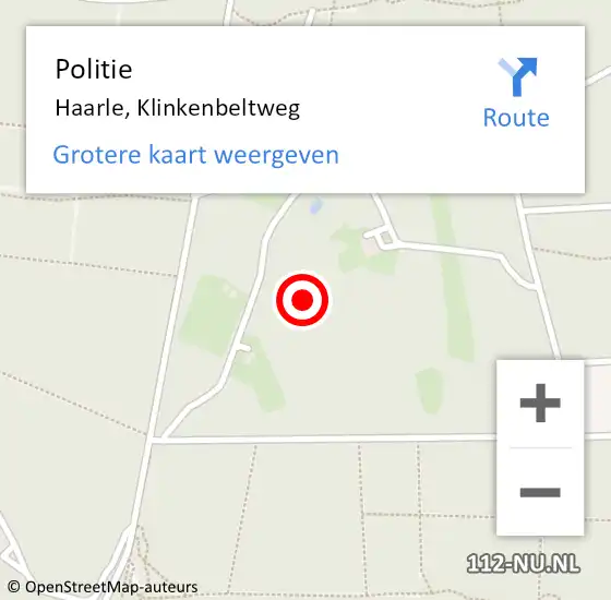 Locatie op kaart van de 112 melding: Politie Haarle, Klinkenbeltweg op 20 augustus 2021 14:42