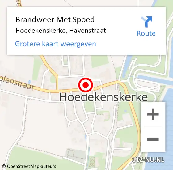 Locatie op kaart van de 112 melding: Brandweer Met Spoed Naar Hoedekenskerke, Havenstraat op 20 augustus 2021 15:07