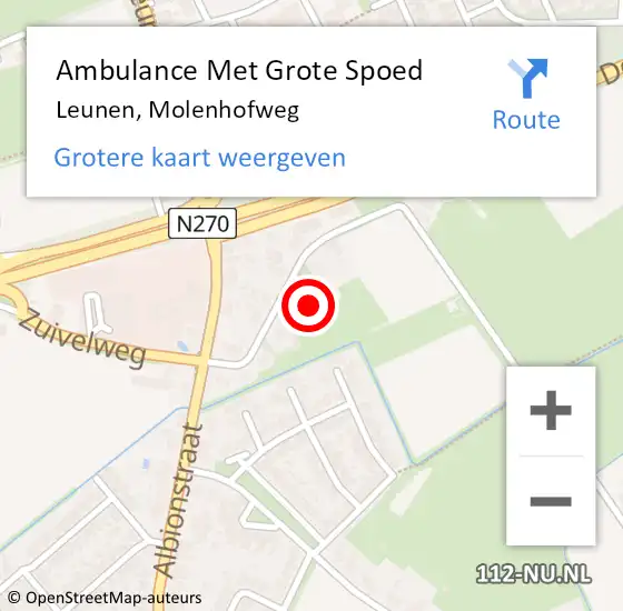 Locatie op kaart van de 112 melding: Ambulance Met Grote Spoed Naar Leunen, Molenhofweg op 20 augustus 2021 15:58