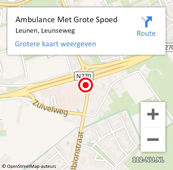 Locatie op kaart van de 112 melding: Ambulance Met Grote Spoed Naar Leunen, Leunseweg op 20 augustus 2021 15:58