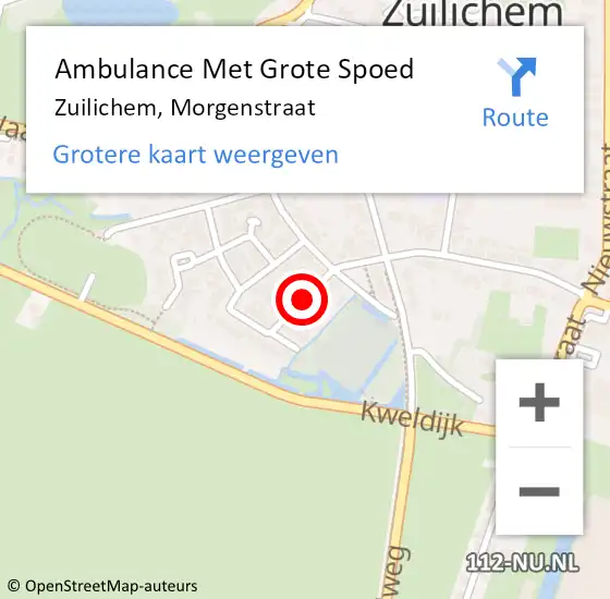 Locatie op kaart van de 112 melding: Ambulance Met Grote Spoed Naar Zuilichem, Morgenstraat op 20 augustus 2021 21:40