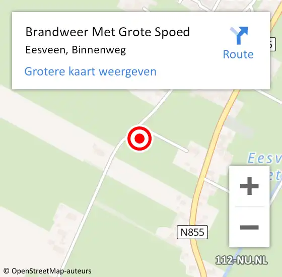 Locatie op kaart van de 112 melding: Brandweer Met Grote Spoed Naar Eesveen, Binnenweg op 21 augustus 2021 07:00