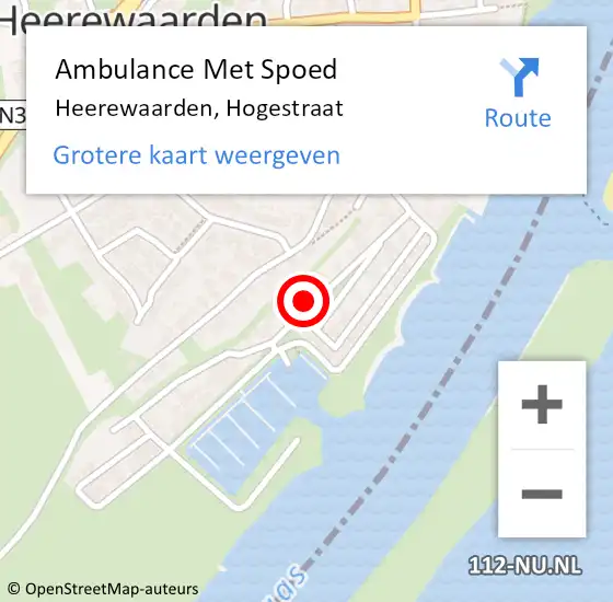 Locatie op kaart van de 112 melding: Ambulance Met Spoed Naar Heerewaarden, Hogestraat op 21 augustus 2021 09:49