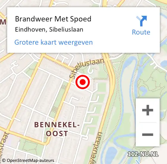 Locatie op kaart van de 112 melding: Brandweer Met Spoed Naar Eindhoven, Sibeliuslaan op 21 augustus 2021 11:46