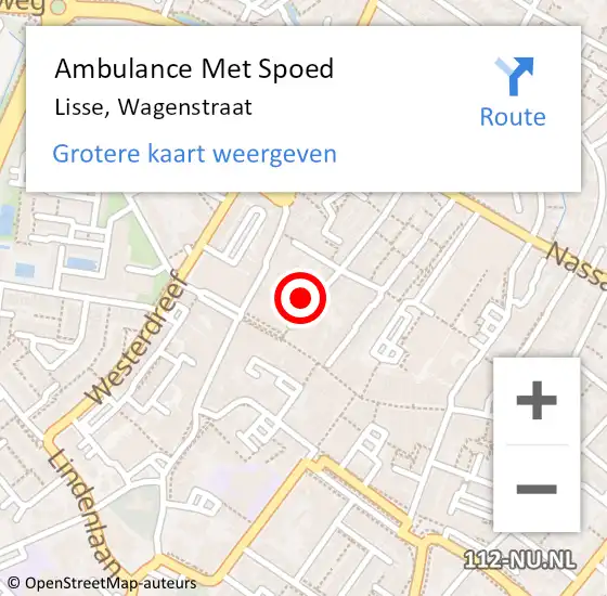 Locatie op kaart van de 112 melding: Ambulance Met Spoed Naar Lisse, Wagenstraat op 21 augustus 2021 16:23