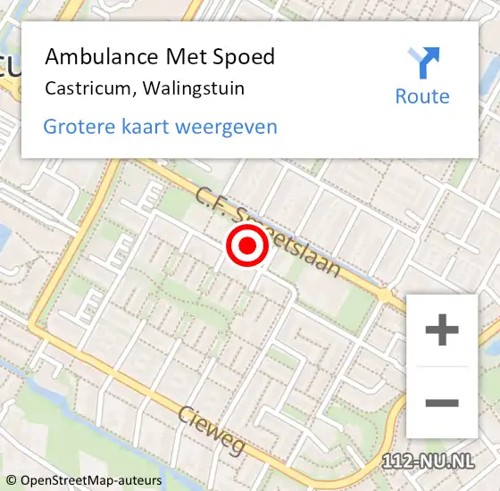 Locatie op kaart van de 112 melding: Ambulance Met Spoed Naar Castricum, Walingstuin op 21 augustus 2021 16:29