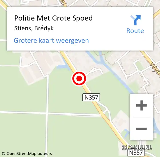 Locatie op kaart van de 112 melding: Politie Met Grote Spoed Naar Stiens, Brédyk op 21 augustus 2021 16:42