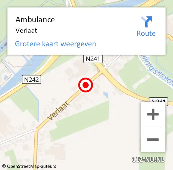 Locatie op kaart van de 112 melding: Ambulance Verlaat op 21 augustus 2021 17:54