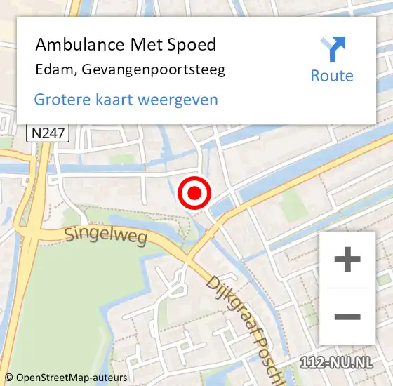 Locatie op kaart van de 112 melding: Ambulance Met Spoed Naar Edam, Gevangenpoortsteeg op 21 augustus 2021 19:04