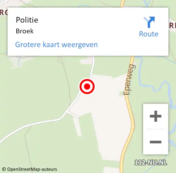 Locatie op kaart van de 112 melding: Politie Broek op 21 augustus 2021 20:12