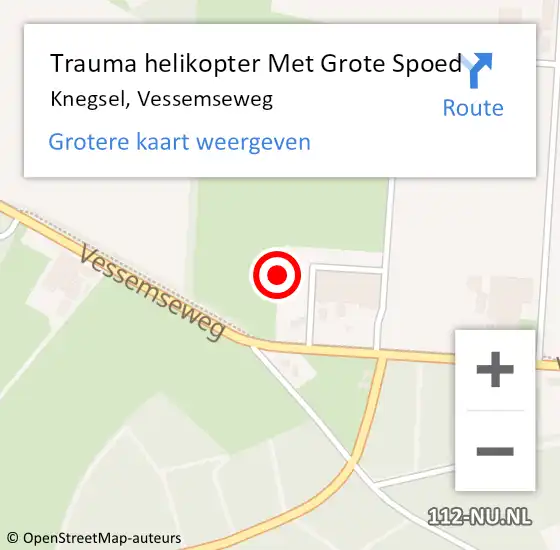 Locatie op kaart van de 112 melding: Trauma helikopter Met Grote Spoed Naar Knegsel, Vessemseweg op 22 augustus 2021 00:52