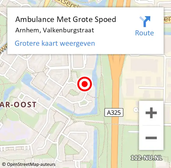 Locatie op kaart van de 112 melding: Ambulance Met Grote Spoed Naar Arnhem, Valkenburgstraat op 22 augustus 2021 01:45