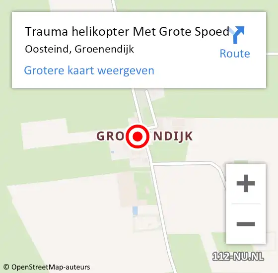 Locatie op kaart van de 112 melding: Trauma helikopter Met Grote Spoed Naar Oosteind, Groenendijk op 22 augustus 2021 08:26