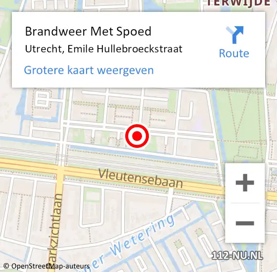 Locatie op kaart van de 112 melding: Brandweer Met Spoed Naar Utrecht, Emile Hullebroeckstraat op 22 augustus 2021 11:13