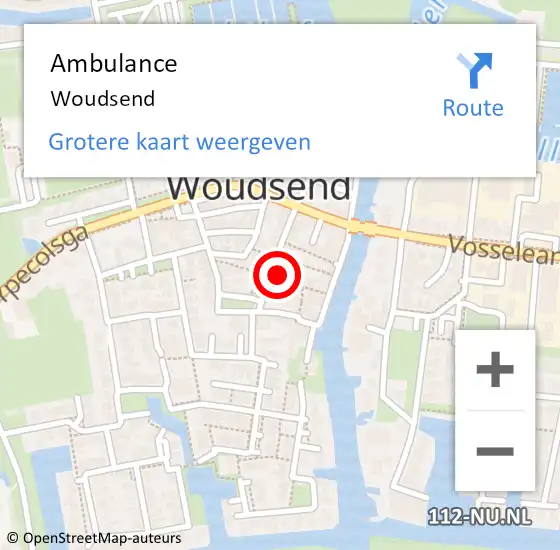 Locatie op kaart van de 112 melding: Ambulance Woudsend op 22 augustus 2021 11:48