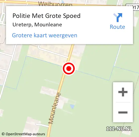 Locatie op kaart van de 112 melding: Politie Met Grote Spoed Naar Ureterp, Mounleane op 22 augustus 2021 12:13