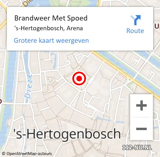 Locatie op kaart van de 112 melding: Brandweer Met Spoed Naar 's-Hertogenbosch, Arena op 22 augustus 2021 16:37