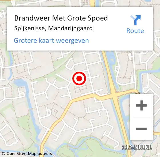 Locatie op kaart van de 112 melding: Brandweer Met Grote Spoed Naar Spijkenisse, Mandarijngaard op 22 augustus 2021 19:40