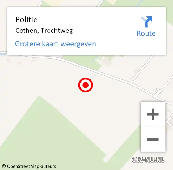 Locatie op kaart van de 112 melding: Politie Cothen, Trechtweg op 22 augustus 2021 21:21