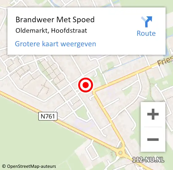 Locatie op kaart van de 112 melding: Brandweer Met Spoed Naar Oldemarkt, Hoofdstraat op 23 augustus 2021 02:07