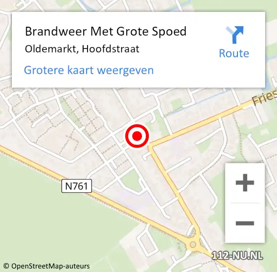 Locatie op kaart van de 112 melding: Brandweer Met Grote Spoed Naar Oldemarkt, Hoofdstraat op 23 augustus 2021 02:08