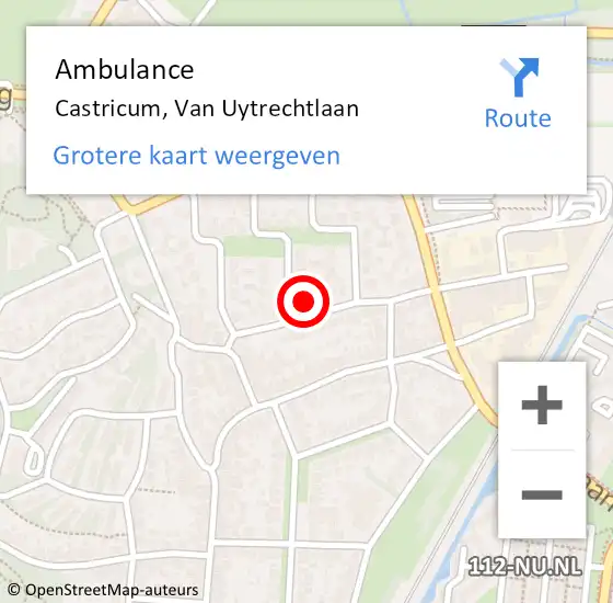 Locatie op kaart van de 112 melding: Ambulance Castricum, Van Uytrechtlaan op 23 augustus 2021 10:51
