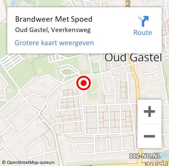 Locatie op kaart van de 112 melding: Brandweer Met Spoed Naar Oud Gastel, Veerkensweg op 23 augustus 2021 13:07
