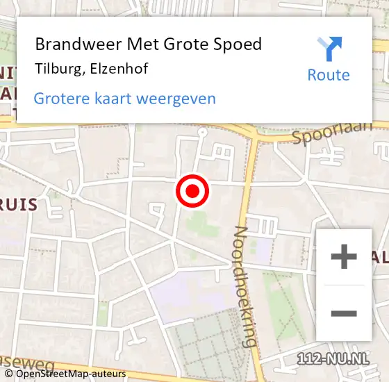 Locatie op kaart van de 112 melding: Brandweer Met Grote Spoed Naar Tilburg, Elzenhof op 23 augustus 2021 14:20