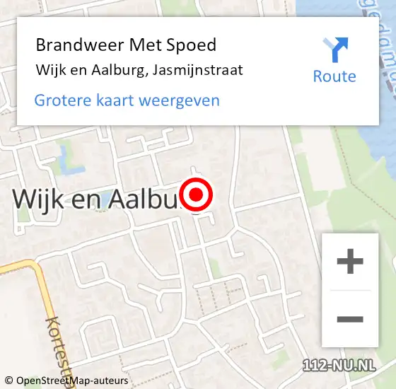 Locatie op kaart van de 112 melding: Brandweer Met Spoed Naar Wijk en Aalburg, Jasmijnstraat op 23 augustus 2021 18:01