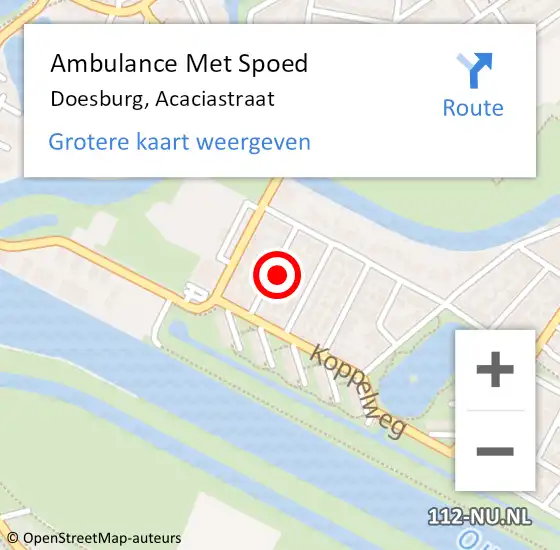 Locatie op kaart van de 112 melding: Ambulance Met Spoed Naar Doesburg, Acaciastraat op 24 augustus 2021 01:39